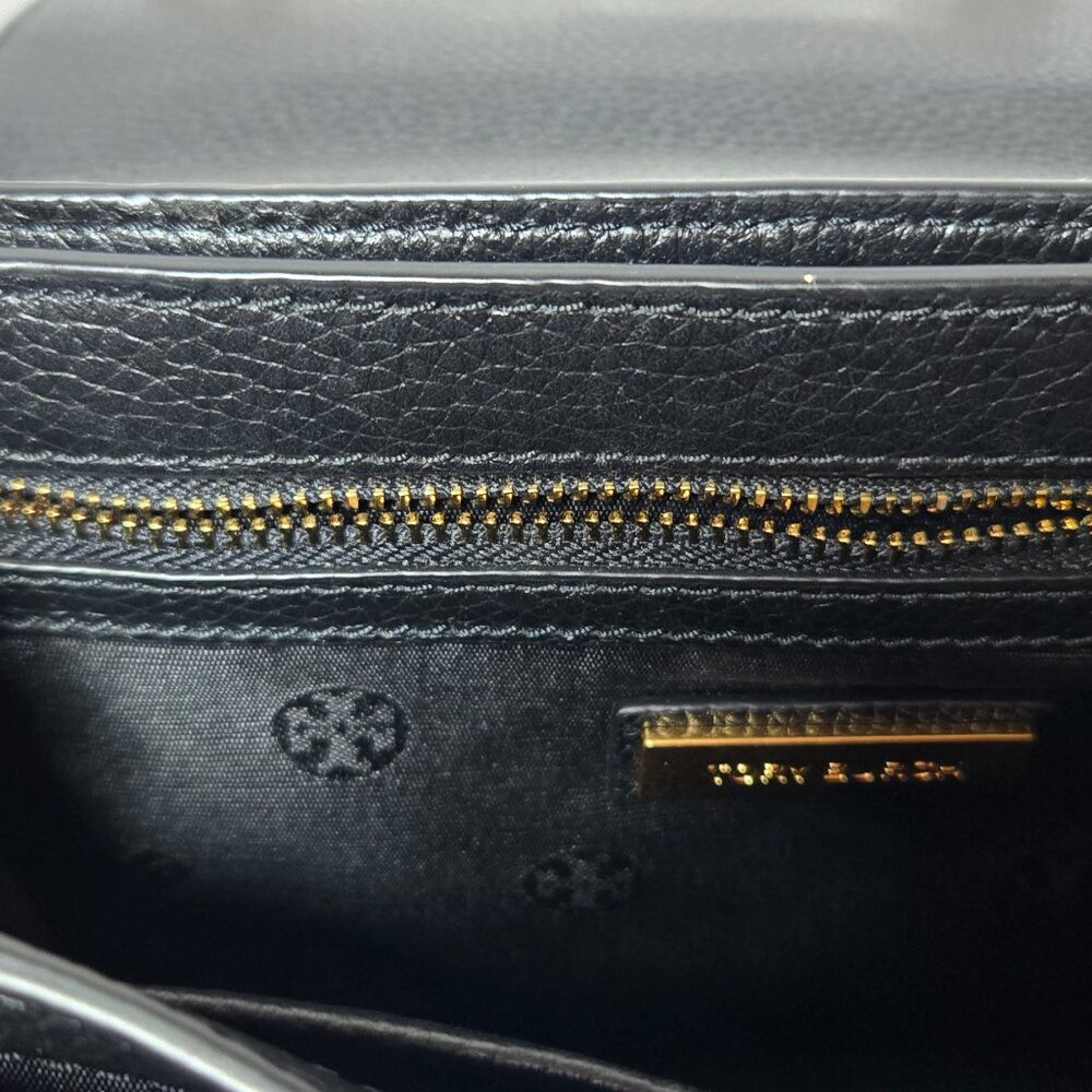 Tory Burch Britten Combo Crossbody Shoulder Bag Black Pebbled Leather Gold Chain - Picture 9 of 10